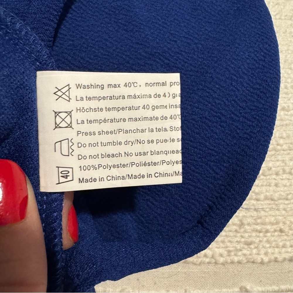 Royal Blue Blazer with Shawl Collar and Ruched Sleeves - Picture 5 of 5